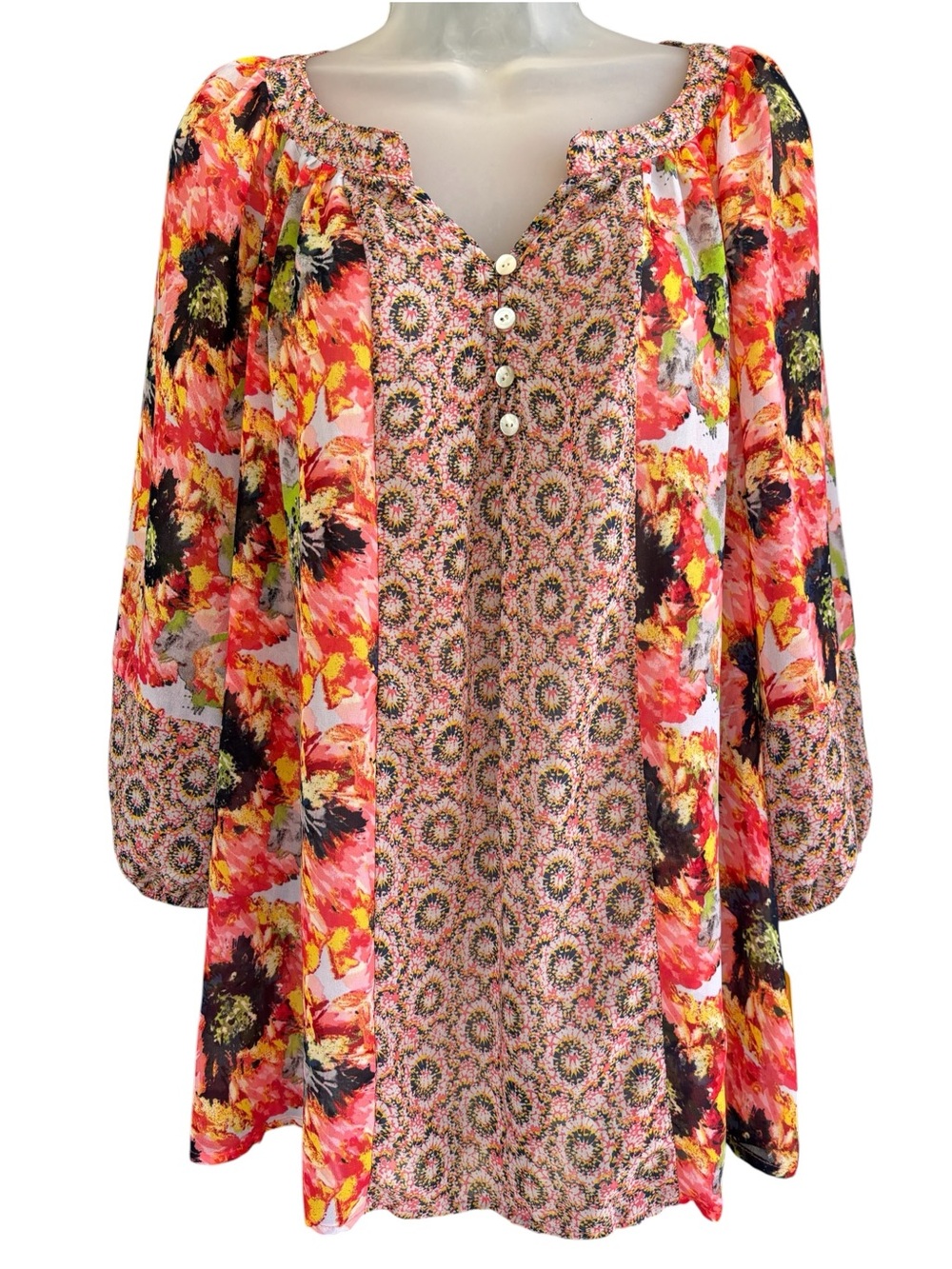 Anthropologie Fig and Flower Top Womens Size 1X Floral Blouse Boho Cottagcore